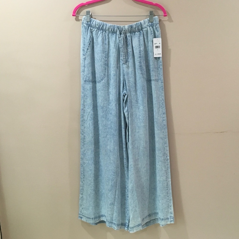 NWT Splendid Women’s S Angie Indigo Palazzo Pants Wide Leg Blue Coastal Beach